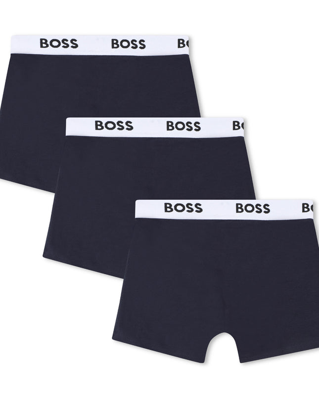 kids atelier boss Navy 3-Pack Logo Boxer Trunks