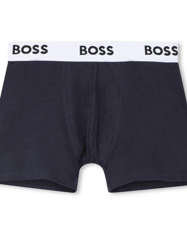 kids atelier boss Navy 3-Pack Logo Boxer Trunks
