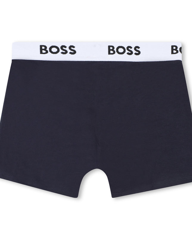 kids atelier boss Navy 3-Pack Logo Boxer Trunks