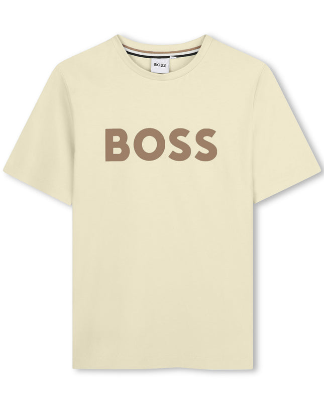 kids atelier boss Sand Logo Print T-Shirt