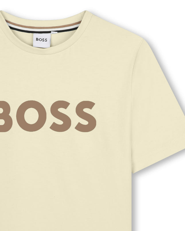 kids atelier boss Sand Logo Print T-Shirt