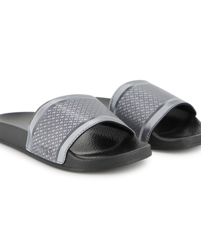 kids atelier boss Black & Gray Grid Slides
