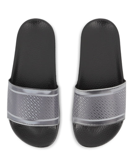 kids atelier boss Black & Gray Grid Slides