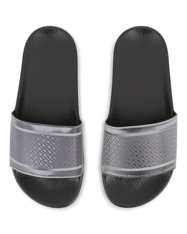kids atelier boss Black & Gray Grid Slides