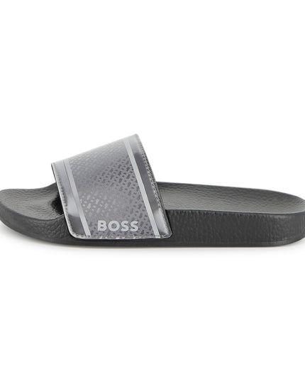 kids atelier boss Black & Gray Grid Slides