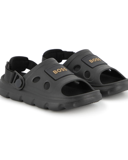 kids atelier boss Black BOSS Patch Sandals