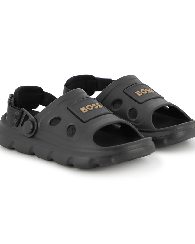 kids atelier boss Black BOSS Patch Sandals