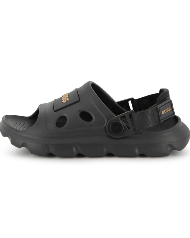 kids atelier boss Black BOSS Patch Sandals