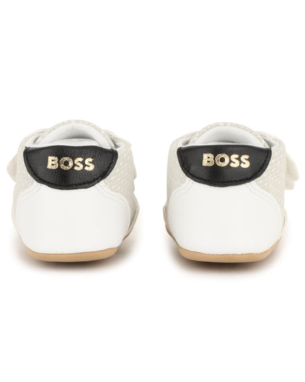 kids atelier boss White & Beige Baby Sneakers