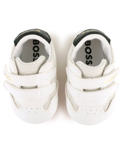 kids atelier boss White & Beige Baby Sneakers
