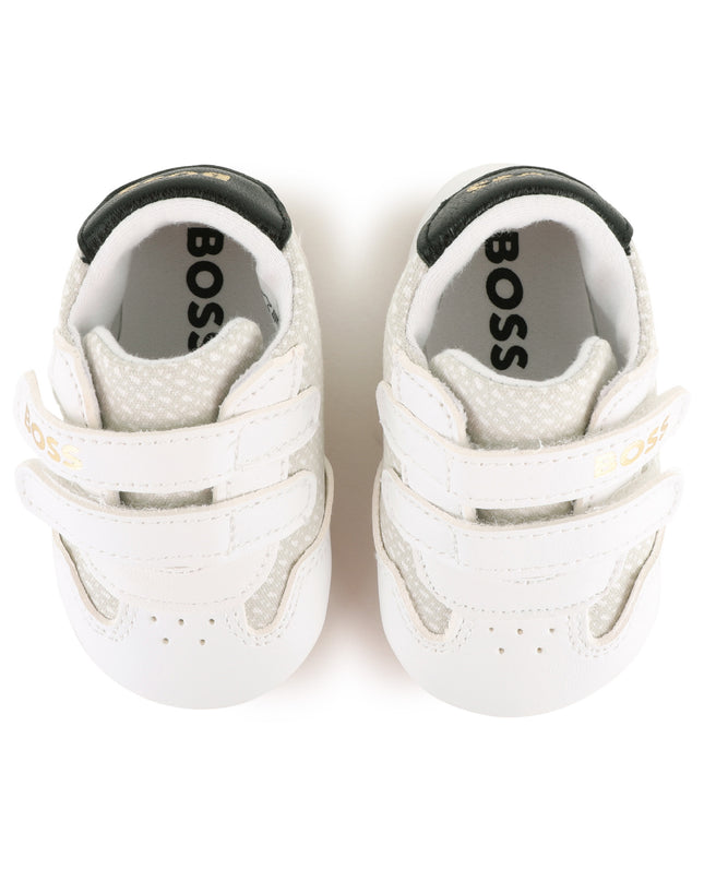 kids atelier boss White & Beige Baby Sneakers