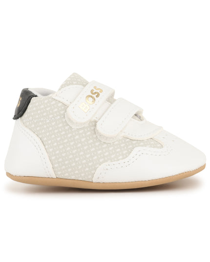 kids atelier boss White & Beige Baby Sneakers