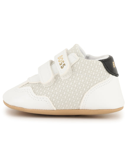 kids atelier boss White & Beige Baby Sneakers