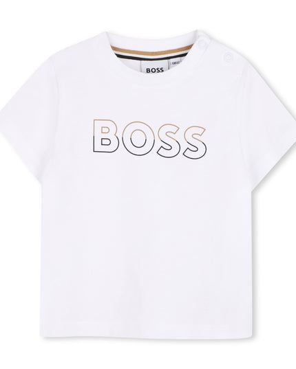 kids atelier boss White & Black Logo Short Set