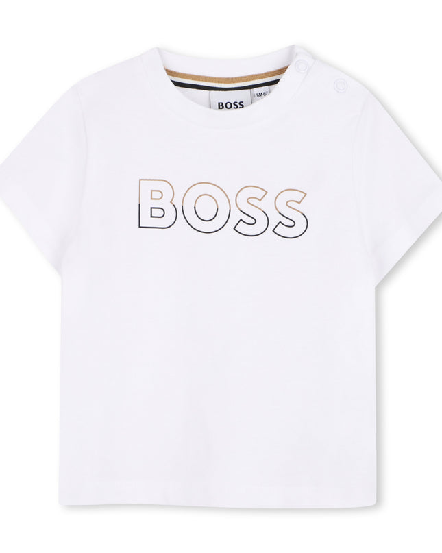 kids atelier boss White & Black Logo Short Set