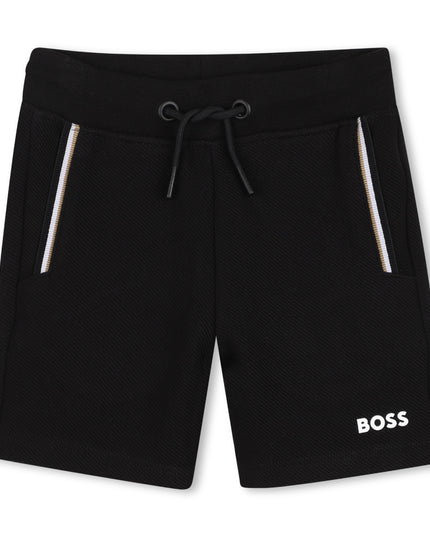 kids atelier boss White & Black Logo Short Set