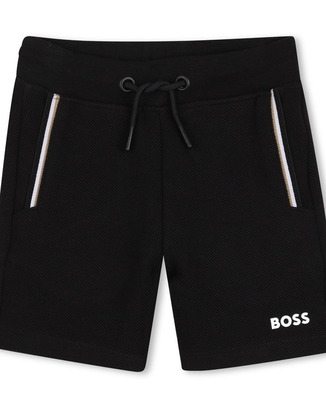 kids atelier boss White & Black Logo Short Set
