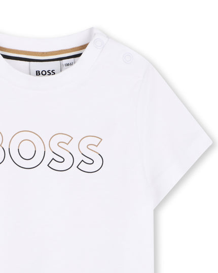 kids atelier boss White & Black Logo Short Set