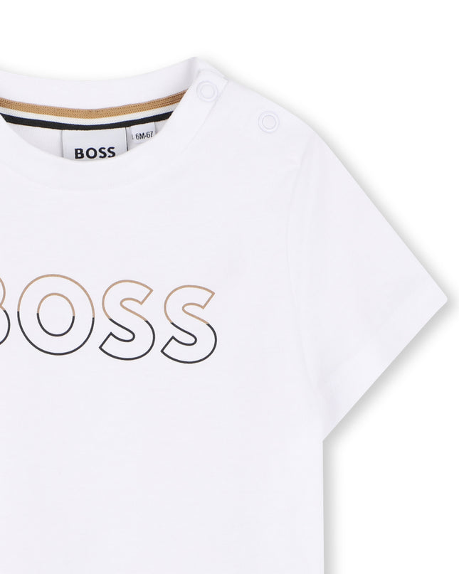 kids atelier boss White & Black Logo Short Set