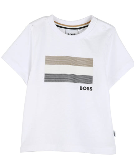 kids atelier boss White & Navy Graphic Short Set