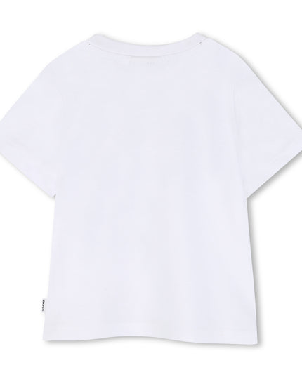 kids atelier boss White & Navy Graphic Short Set