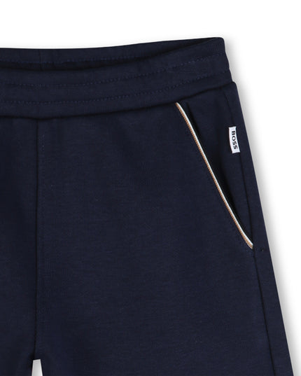 kids atelier boss White & Navy Graphic Short Set