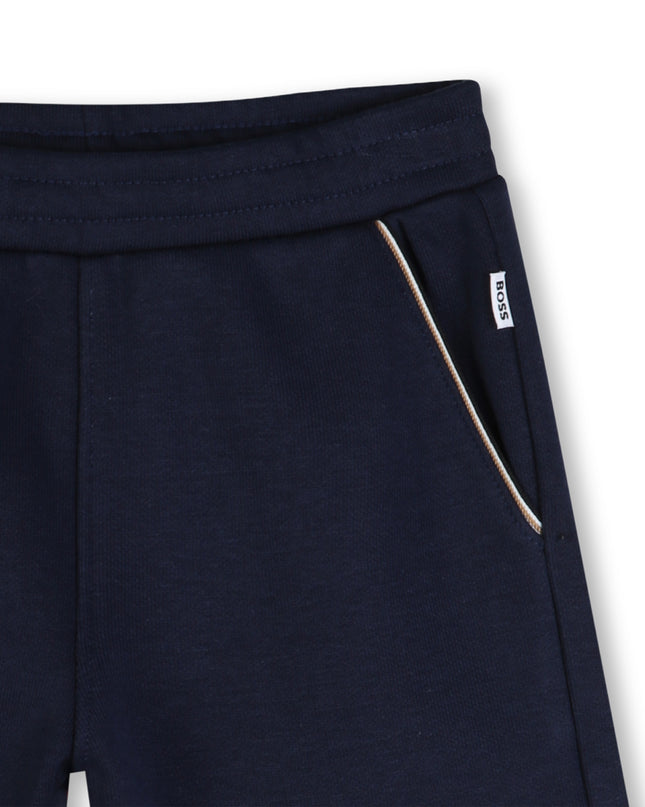 kids atelier boss White & Navy Graphic Short Set