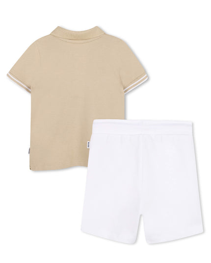 kids atelier boss Beige & White Polo Set