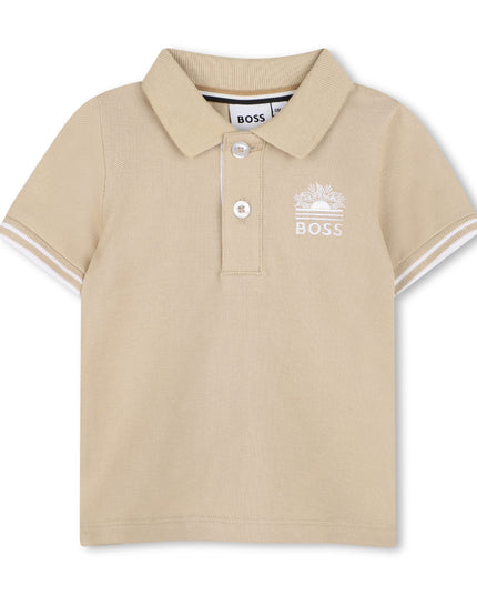 kids atelier boss Beige & White Polo Set