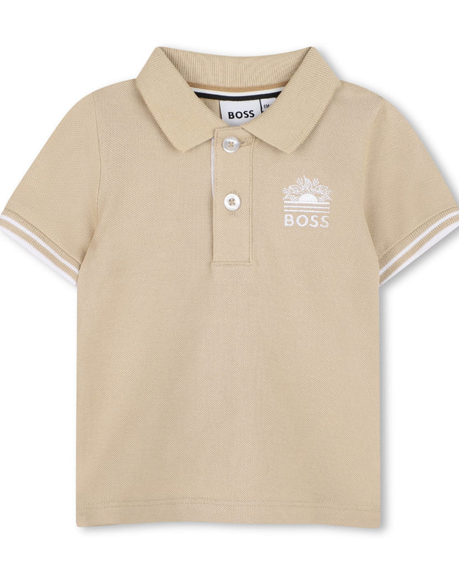 kids atelier boss Beige & White Polo Set