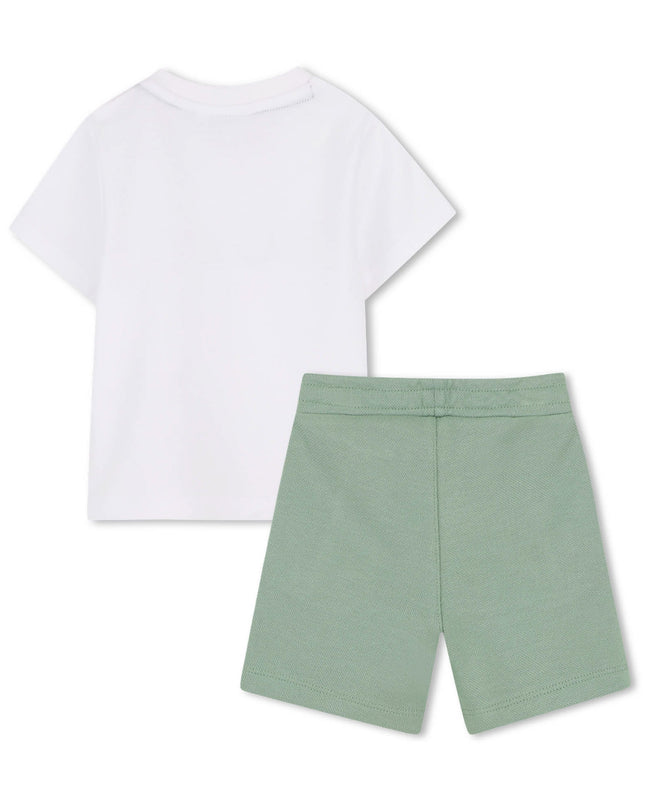 kids atelier boss White & Light Green Short Set