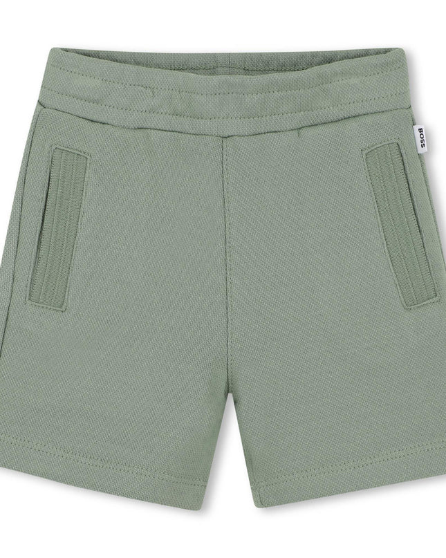 kids atelier boss White & Light Green Short Set