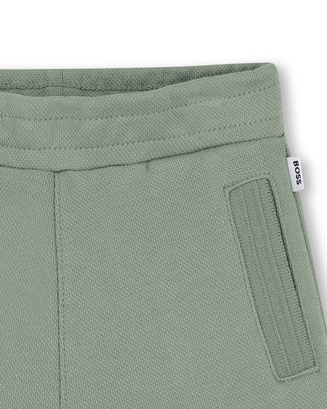 kids atelier boss White & Light Green Short Set