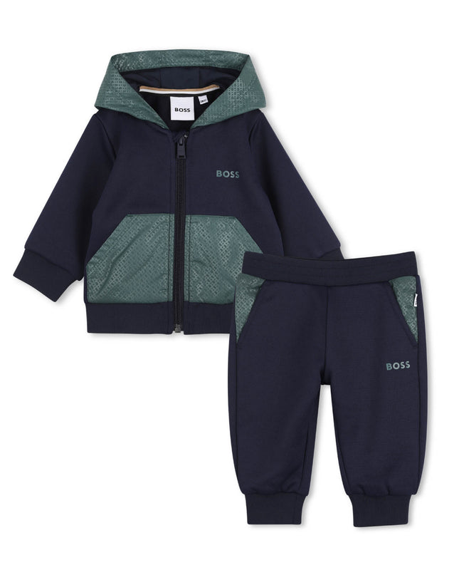 Dark Navy & Green Panel Tracksuit