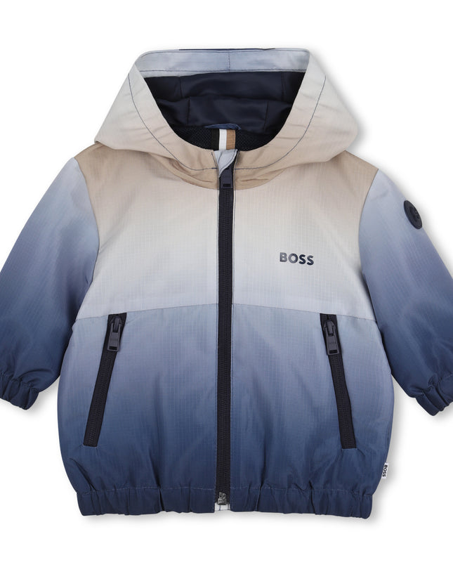 kids atelier boss Blue Gradient Hooded Windbreaker