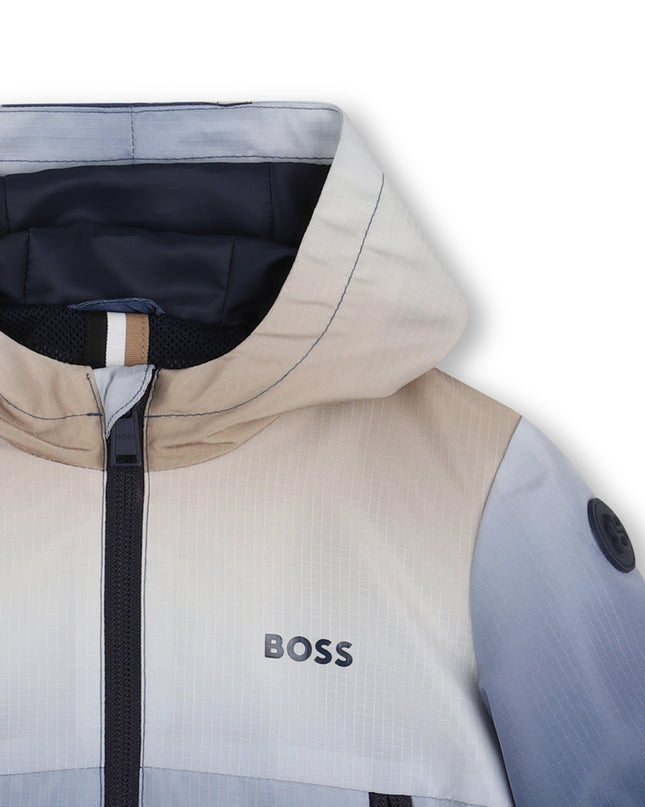 kids atelier boss Blue Gradient Hooded Windbreaker