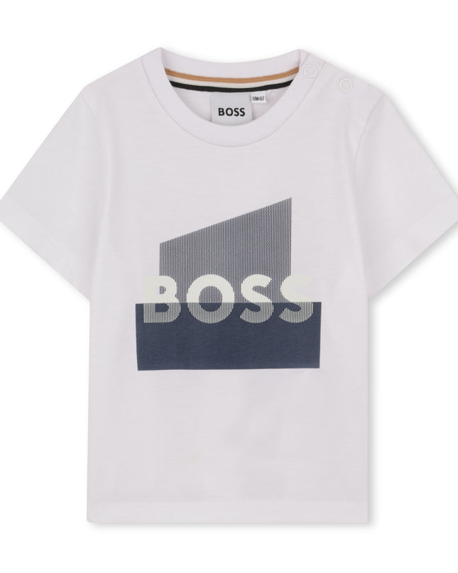 kids atelier boss White Graphic Short Sleeve T-Shirt