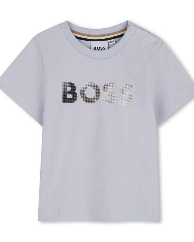 kids atelier boss Light Blue Gradient Logo T-Shirt