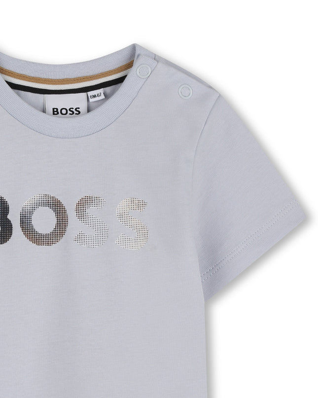 kids atelier boss Light Blue Gradient Logo T-Shirt
