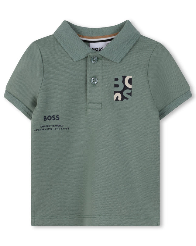kids atelier boss Muted Green Explorer Short Sleeve Polo