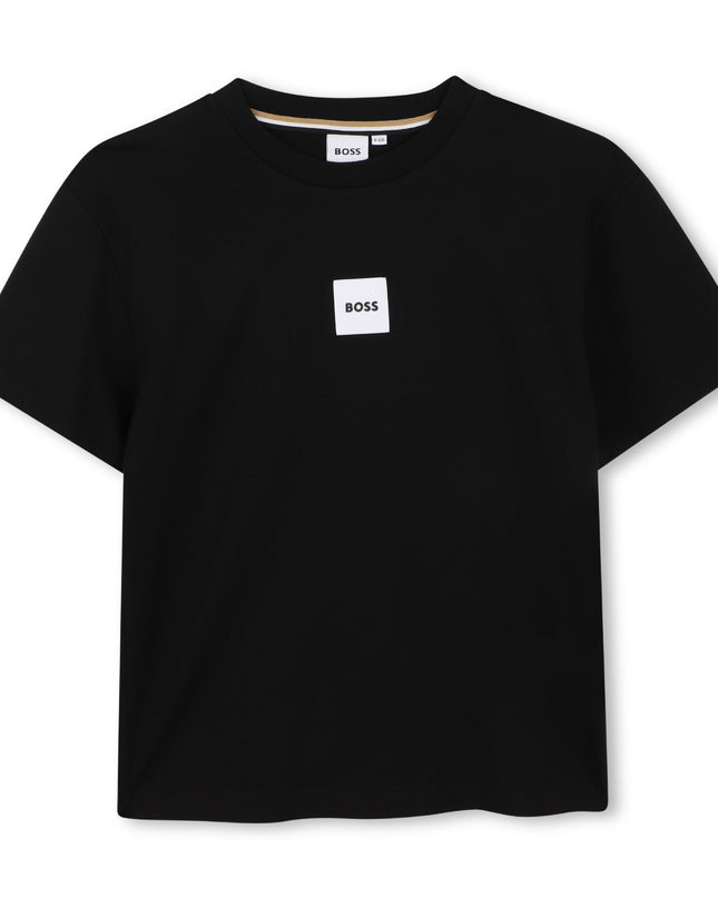 kids atelier boss Black Logo Short Sleeve T-Shirt
