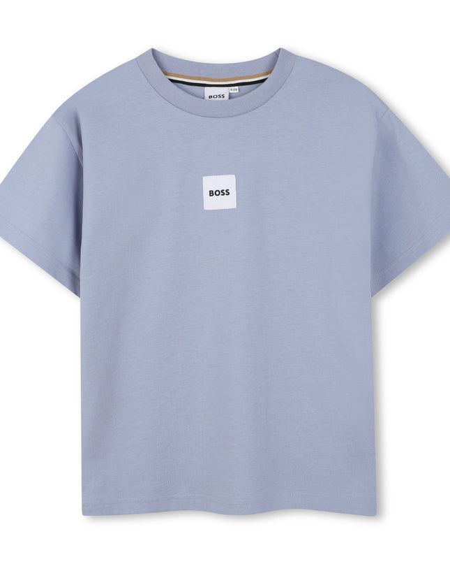 kids atelier boss Light Blue Logo Short Sleeve T-Shirt