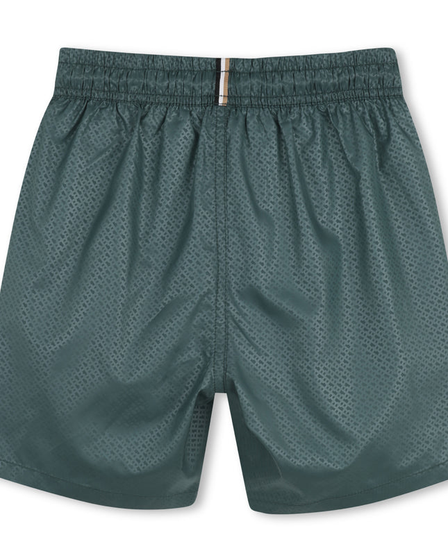kids atelier boss Green Patterned Logo Swimshorts