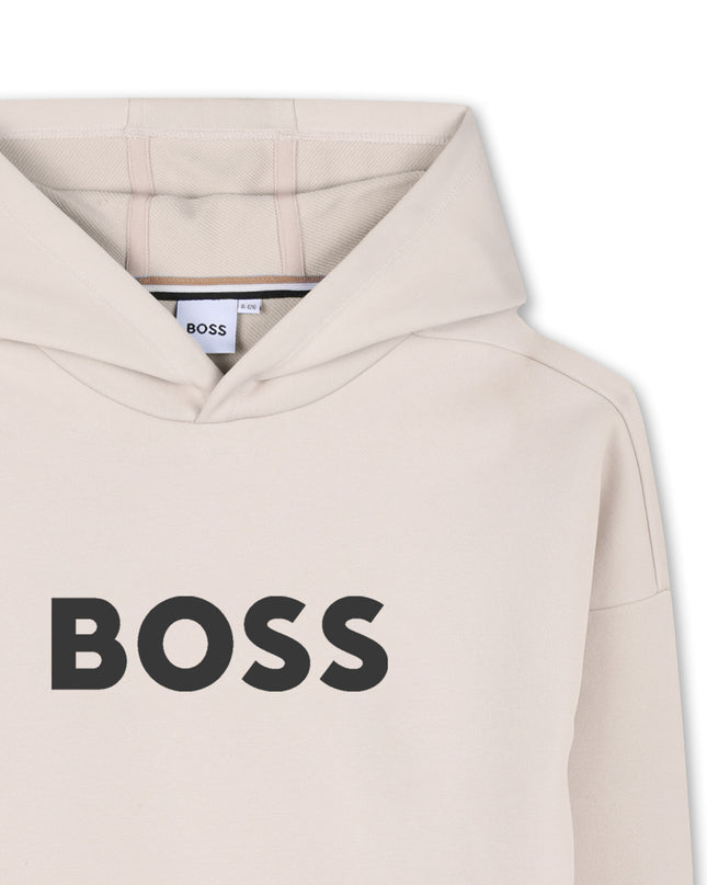 kids atelier boss Ivory Logo Hoodie