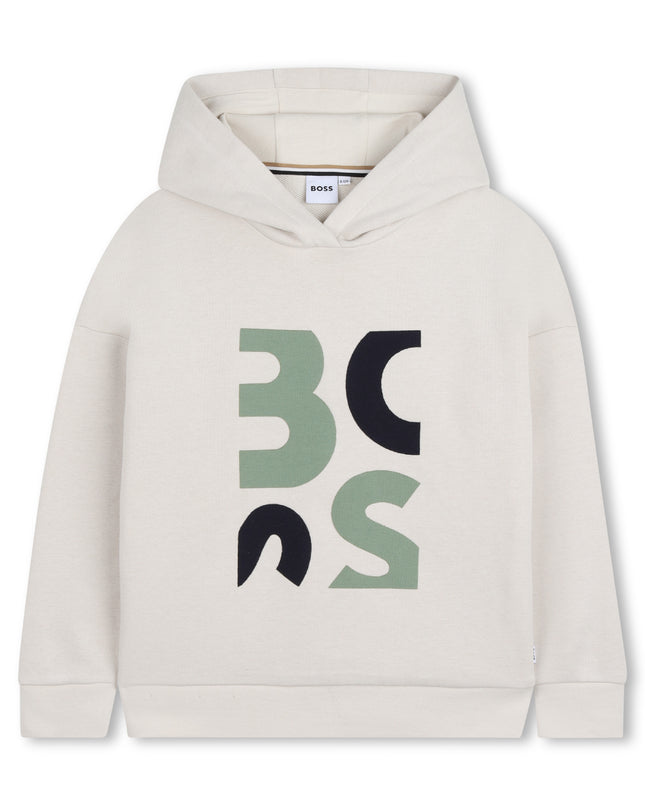 kids atelier boss Light Beige Graphic Hoodie