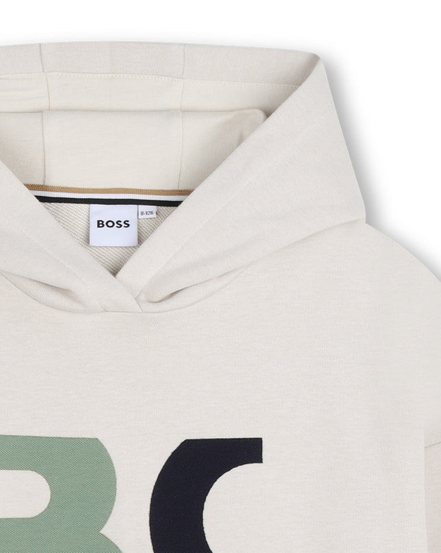 kids atelier boss Light Beige Graphic Hoodie