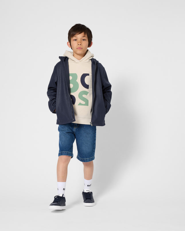 kids atelier boss Light Beige Graphic Hoodie
