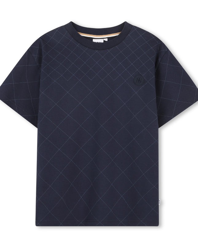 kids atelier boss Dark Navy Textured T-Shirt