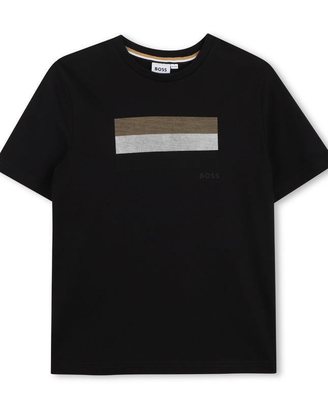 kids atelier boss Black Multi-Tone Graphic T-Shirt