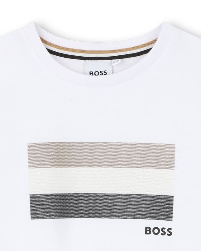 kids atelier boss White Multi-Tone Graphic T-Shirt